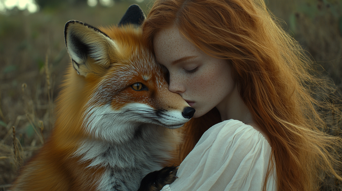 Input image — girl holding a fox